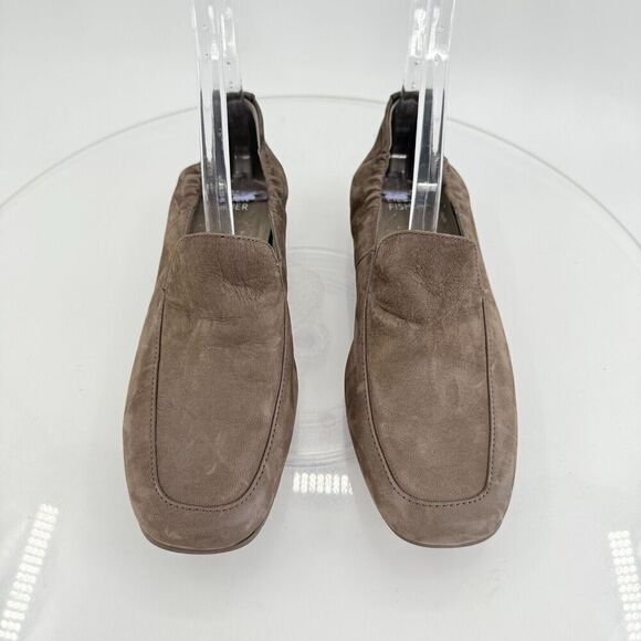 Eileen Fisher Sim Tumbled Nubuck Rye Taupe Suede Square Toe Loafer Flats Sz 8.5 - Picture 5 of 16